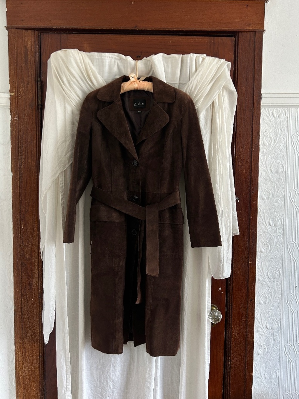 Vintage Y2K Brown Suede Trench Jacket